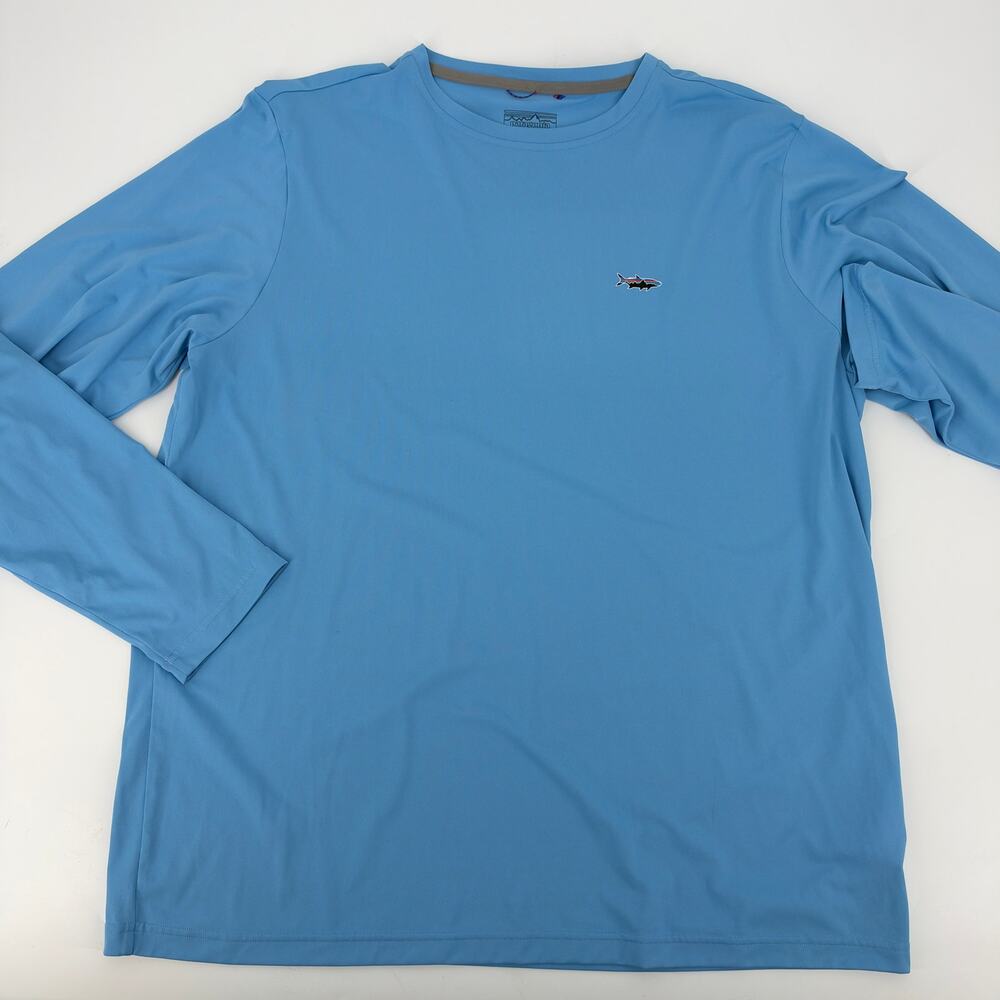 Patagonia Mens Aqua Long Sleeve Capilene Cool Daily Fish Shirt Size XL Preowned